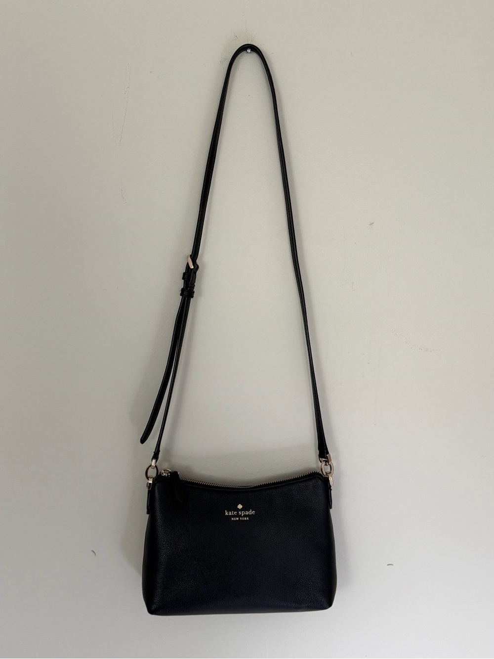 kate spade Black Pebbled Leather Crossbody Bag Gold Hardware